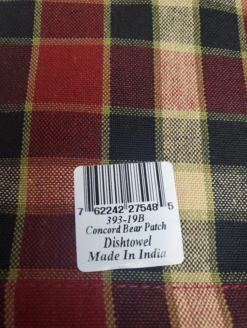 Set Of 2 NWT Concord Bear By Park Designs Kitchen Towels Plaid Rustic Primitive